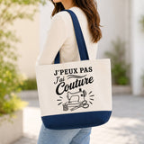 Grand Sac Cabas Fond Bleu J’peux pas j’ai couture J'peux pas minimaliste