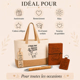 Coffret Cadeau J’peux pas je préfère ma Chèvre – Sac jute, carnet, stylo, porte-clés et marque-page
