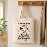 Tote Bag Beige J’peux pas je préfère mon Dalmatien