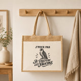 Sac Cabas Jute avec Poche J’peux pas je préfère les Faucons