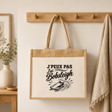 Sac Cabas Jute avec Poche J’peux pas j’ai Bobsleigh