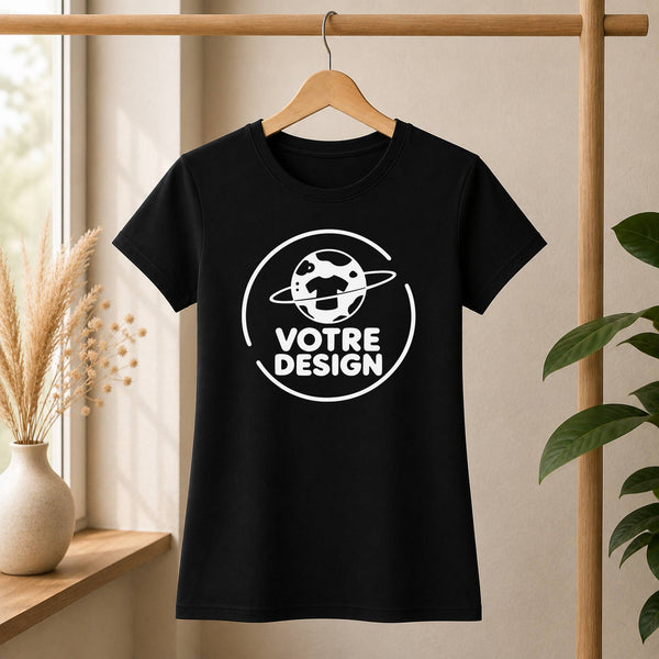 T-shirt femme noir - Votre design - Planetee