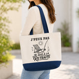 Grand Sac Cabas Fond Bleu J’peux pas je suis à la Retraite