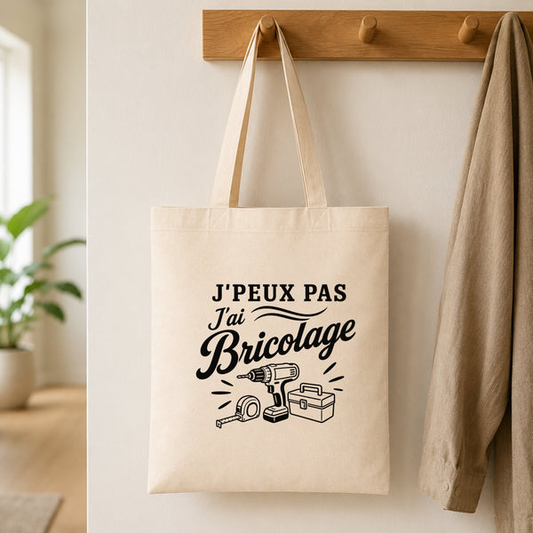 Tote Bag Beige J’peux pas j’ai Bricolage