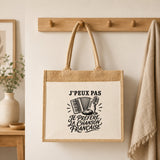 Sac Cabas Jute avec Poche J’peux pas je préfère la Chanson française