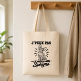 Tote Bag Beige J’peux pas je préfère mon Sphynx