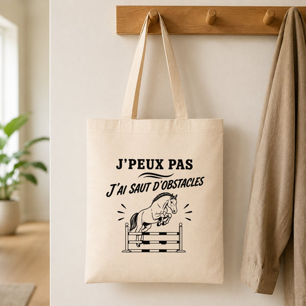 Tote Bag Beige J’peux pas j’ai Saut d’obstacles