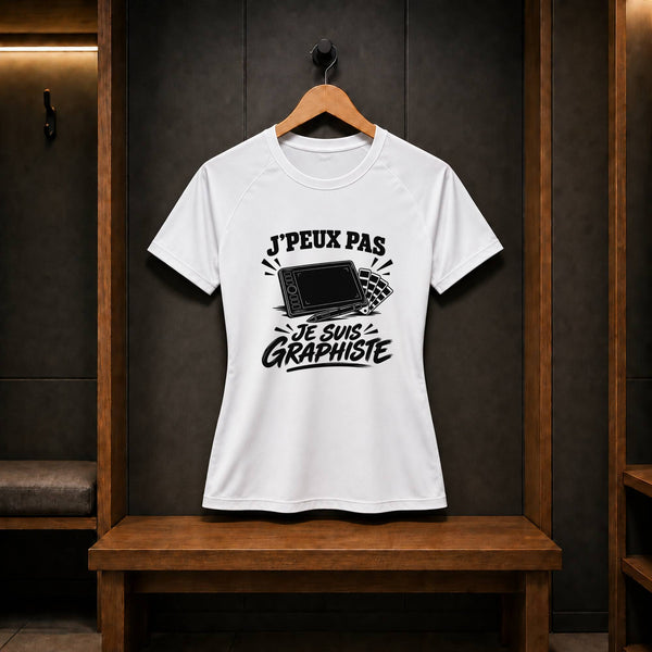 T-shirt de Sport Femme J’peux pas je suis Graphiste