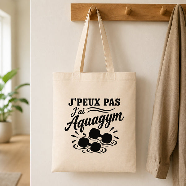 Tote Bag Beige J’peux pas j’ai Aquagym