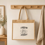 Sac Cabas Jute avec Poche J’peux pas je suis Serrurier