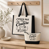 Ensemble Cabas et Trousse J’peux pas j’ai couture J'peux pas minimaliste