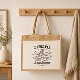Sac Cabas Jute avec Poche J’peux pas je suis Bûcheron