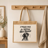 Sac Cabas Jute avec Poche J’peux pas je préfère mon Braque