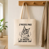 Tote Bag Beige J’peux pas je préfère mon Maine Coon