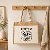 Sac Cabas Jute avec Poche J’peux pas j’ai Ski