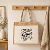 Sac Cabas Jute avec Poche J’peux pas j’ai Gym