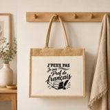 Sac Cabas Jute avec Poche J’peux pas je suis Prof de français