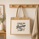 Sac Cabas Jute avec Poche J’peux pas j’ai Bricolage