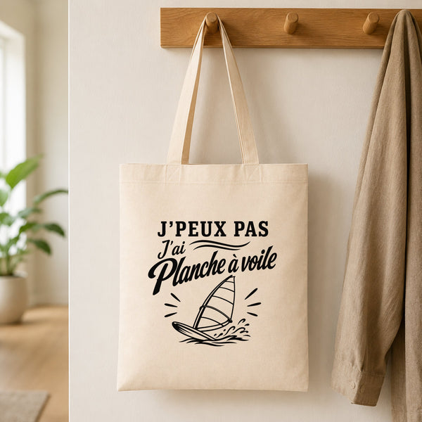 Tote Bag Beige J’peux pas j’ai Planche à voile
