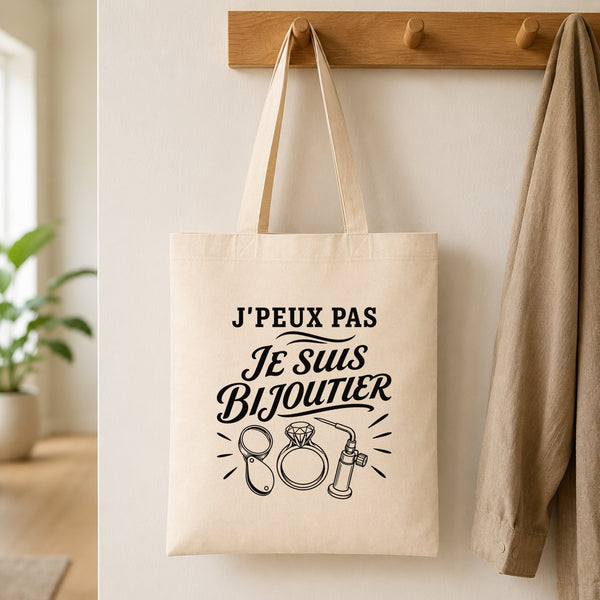 Tote Bag Beige J’peux pas je suis Bijoutier