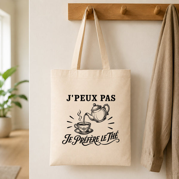 Tote Bag Beige J’peux pas je préfère le Thé