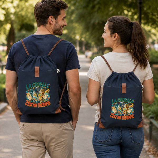Sac à Dos avec Pochette Avant Bleu Marine La chorale c'est ma thérapie