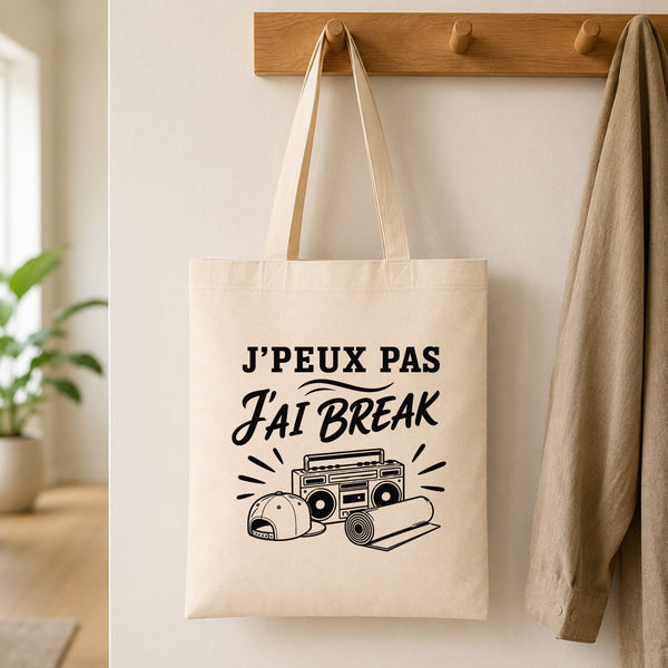 Tote Bag Beige J’peux pas j’ai Break