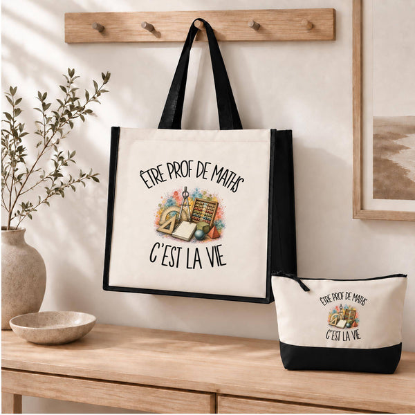 Ensemble Cabas et Trousse Être prof de maths c'est la vie
