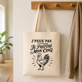 Tote Bag Beige J’peux pas je préfère mon Coq