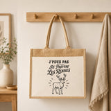 Sac Cabas Jute avec Poche J’peux pas je préfère les Rennes