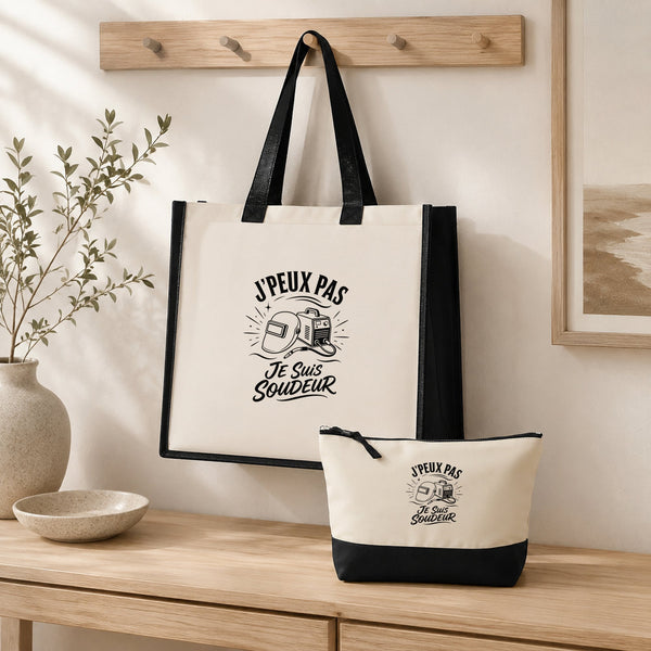 Ensemble Cabas et Trousse J’peux pas je suis Soudeur