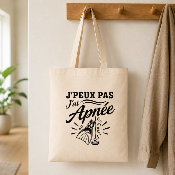 Tote Bag Beige J’peux pas j’ai Apnée