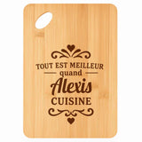 Planche bambou gravée personnalisée homme idée cadeau Fête des Pères apéro 30×20 prénom cuisine plateau fromage anniversaire noel papa papi 