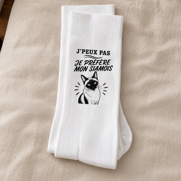 Chaussettes Homme Femme J’peux pas je préfère mon Siamois