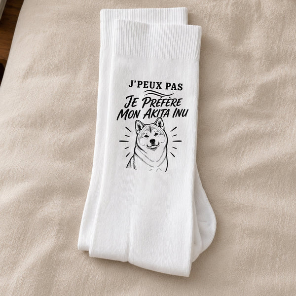 Chaussettes Homme Femme J’peux pas je préfère mon Akita Inu