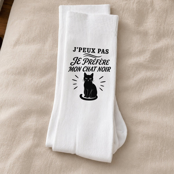 Chaussettes Homme Femme J’peux pas je préfère mon Chat noir