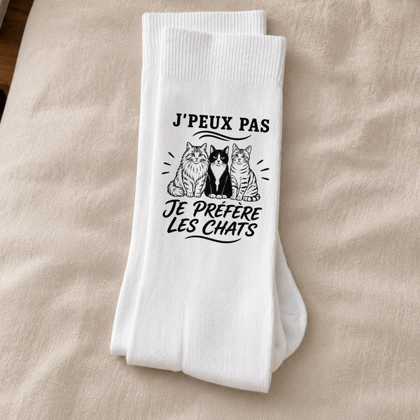 Chaussettes Homme Femme J’peux pas je préfère les Chats