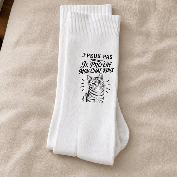 Chaussettes Homme Femme J’peux pas je préfère mon Chat roux