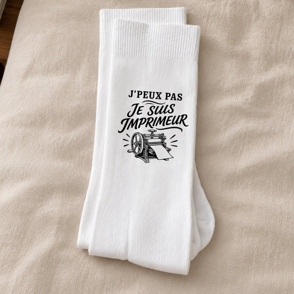 Chaussettes Homme Femme J’peux pas je suis Imprimeur