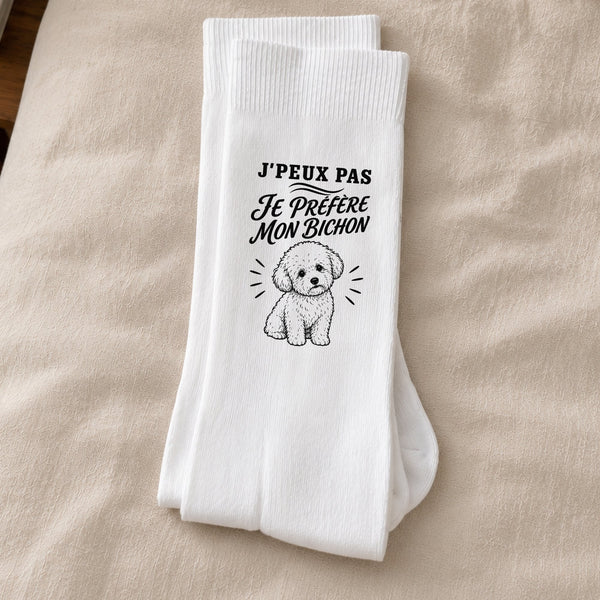 Chaussettes Homme Femme J’peux pas je préfère mon Bichon