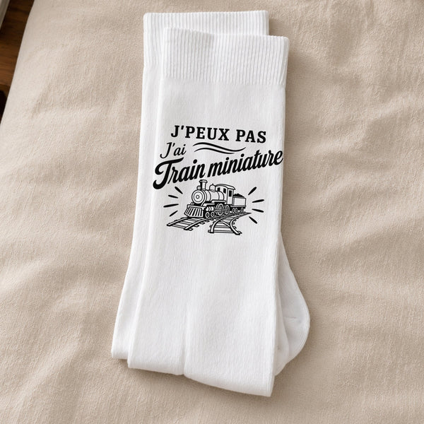 Chaussettes Homme Femme J’peux pas j’ai Train miniature – modélisme ferroviaire (train)