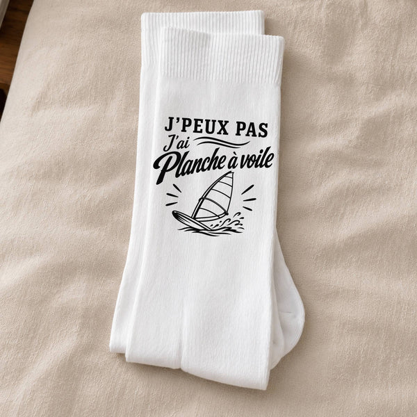 Chaussettes Homme Femme J’peux pas j’ai planche à voile J'peux pas minimaliste