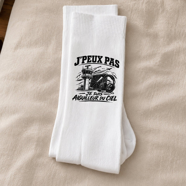 Chaussettes Homme Femme J’peux pas je suis Aiguilleur du ciel