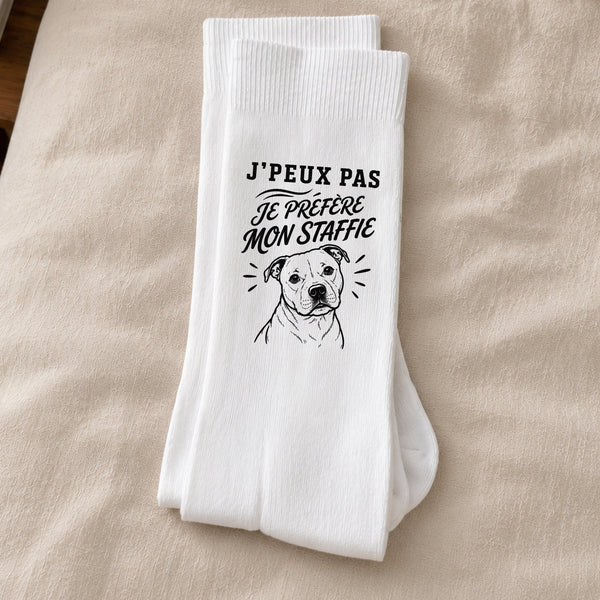 Chaussettes Homme Femme J’peux pas je préfère mon Staffie