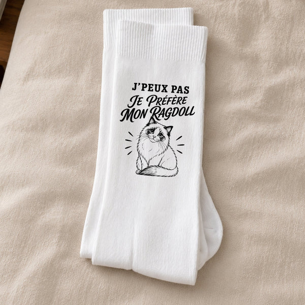 Chaussettes Homme Femme J’peux pas je préfère mon Ragdoll