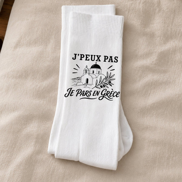 Chaussettes Homme Femme J’peux pas je pars en Grèce