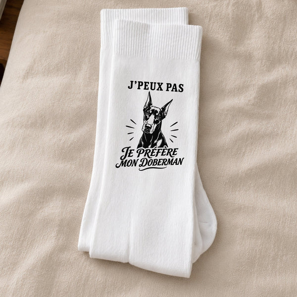 Chaussettes Homme Femme J’peux pas je préfère mon Doberman