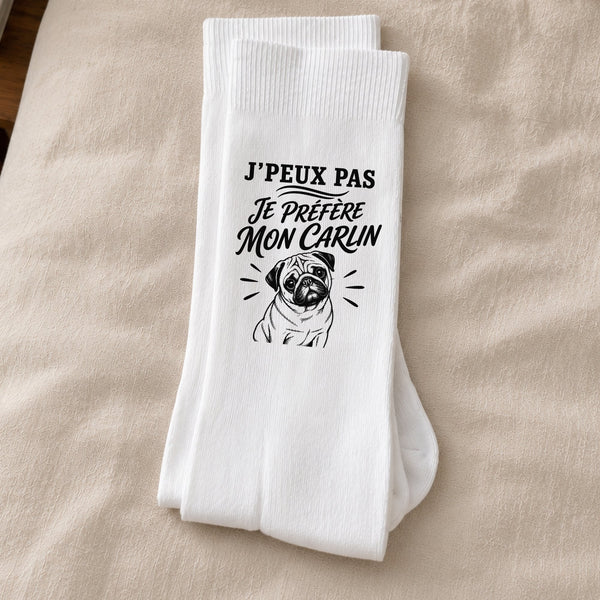 Chaussettes Homme Femme J’peux pas je préfère mon Carlin
