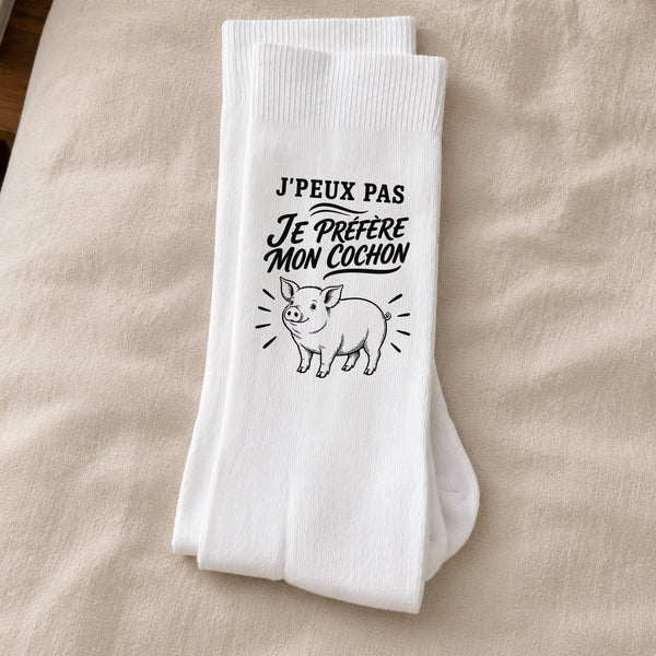 Chaussettes Homme Femme J’peux pas je préfère mon Cochon