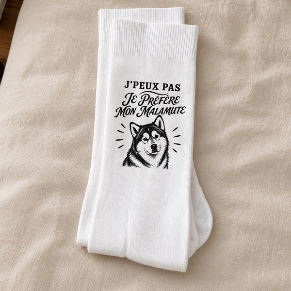 Chaussettes Homme Femme J’peux pas je préfère mon Malamute